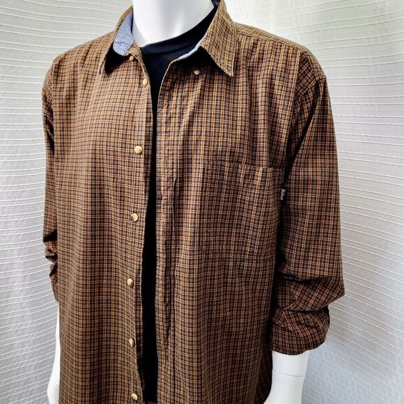 VTG Woolrich Mid-Weight Plaid Shirt Outdoor Brown Gold Men's XXL EUC - Picture 9 of 9